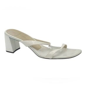 Paolo Women's White Leather Chunky-Heeled Sandals Sz 11